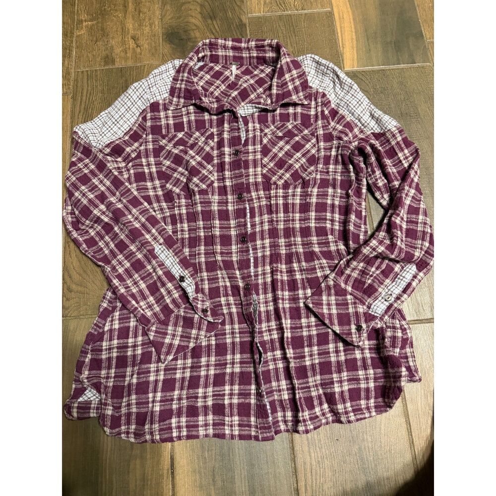 Free People Purple Button Front Shirt